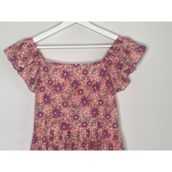 SLV Sutz La Vague Floral Print Flutter Sleeve Mini Dress Coral/Pink Women's US 4 - Picture 3 of 7